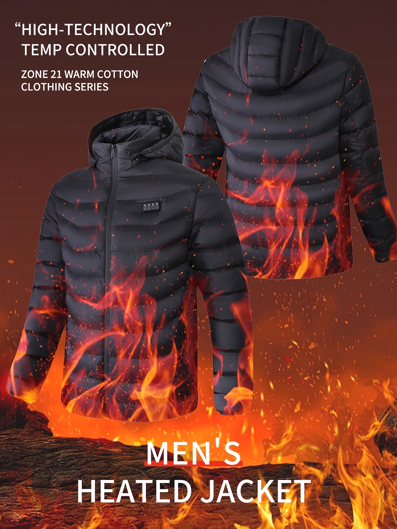 Men’s Smart Heated Jacket with 21 Heating Zones