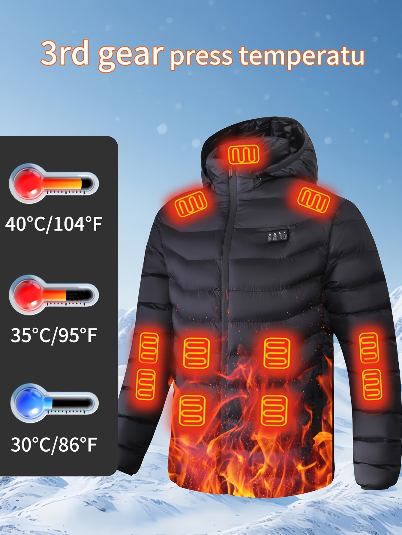 Men’s Smart Heated Jacket with 21 Heating Zones