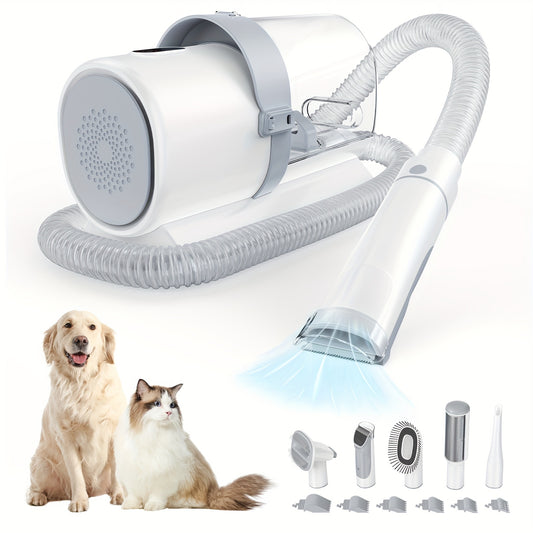 5-in-1 Pet Grooming Vacuum Kit with Professional Clippers, 6 Guide Combs, Powerful Hair Removal, Quiet Operation, and Multi-Functional Tools for Dogs, Cats, and Easy Cleaning