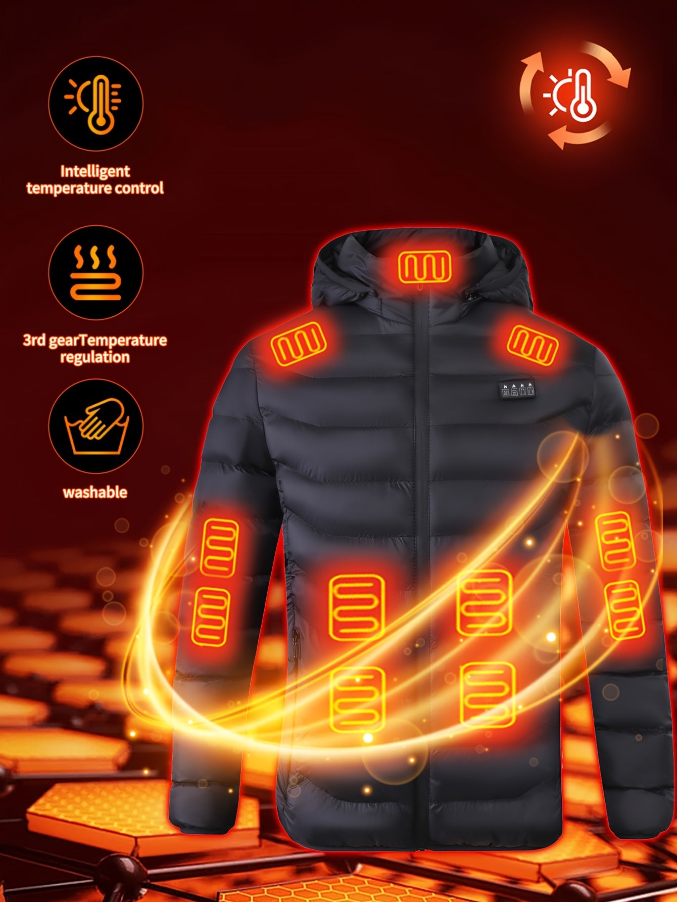 Men’s Smart Heated Jacket with 21 Heating Zones