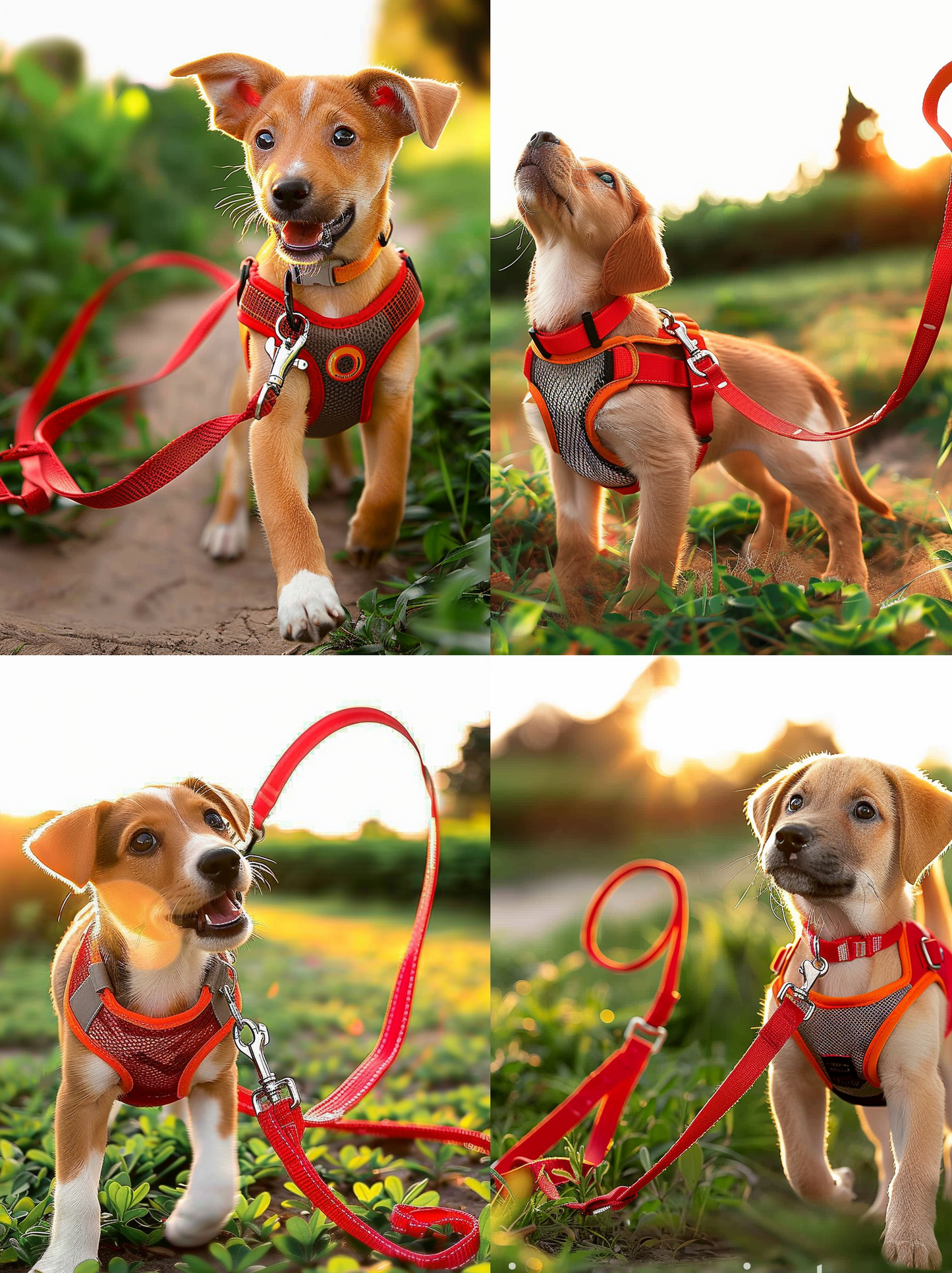 Puppy Harness and Leash Set with Reflective Strip