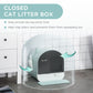 Covered Cat Litter Box with Tray, Scoop  Mat - Green