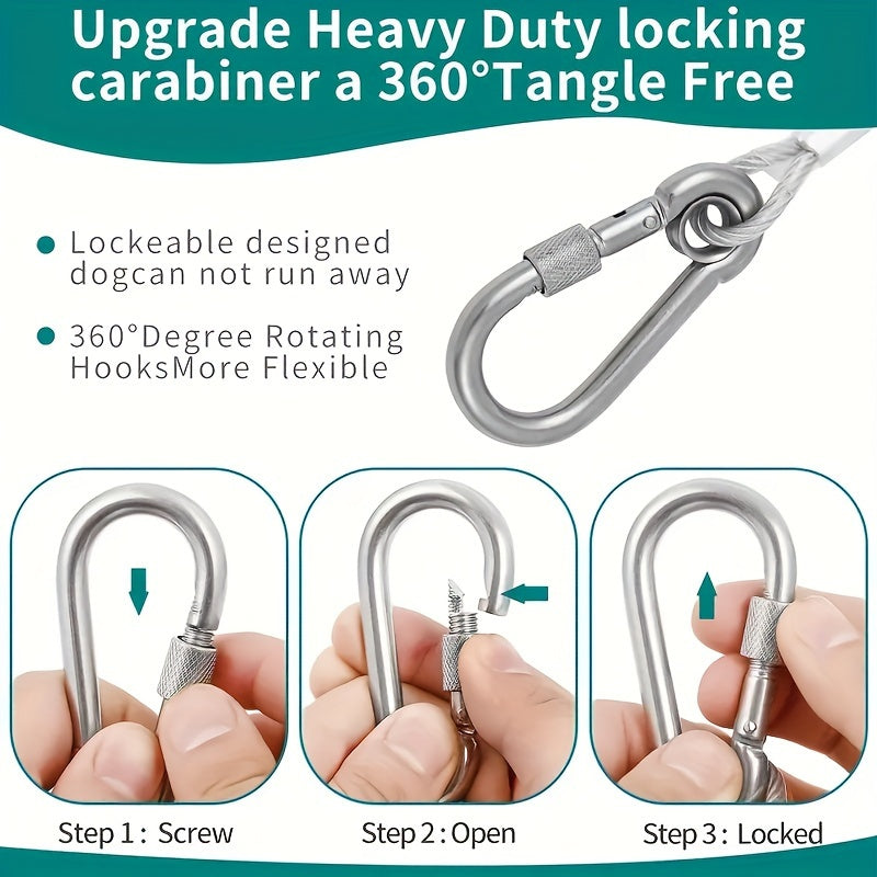 Power Dog Leash With Steel Frame 15, 20, 30, 40, 100 Ft Heavy Duty Leash Up To 250 Lbs Training Yard And Patio