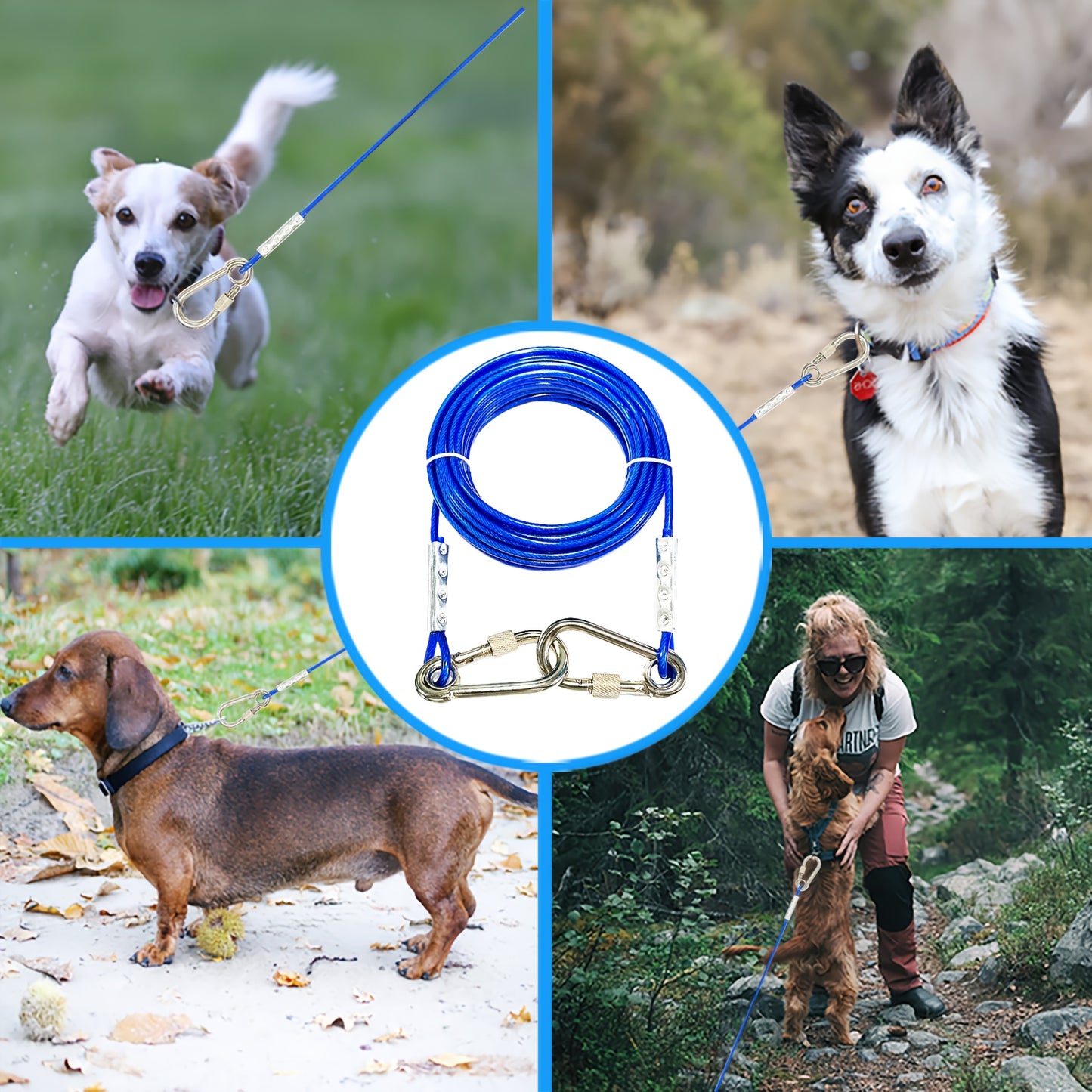 Power Dog Leash With Steel Frame 15, 20, 30, 40, 100 Ft Heavy Duty Leash Up To 250 Lbs Training Yard And Patio