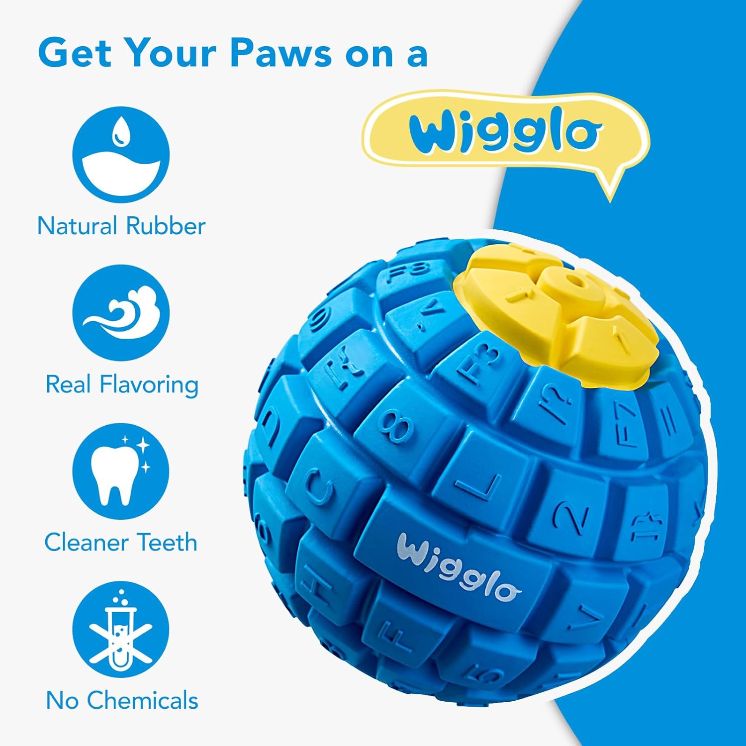 Tough Durable Ball Toy for Aggressive Chewers, Natural Rubber Chew Toy for Medium/Large Dogs, 3.5" Diameter Helps with Separation Anxiety and Boredom, Dishwasher Safe, Blue