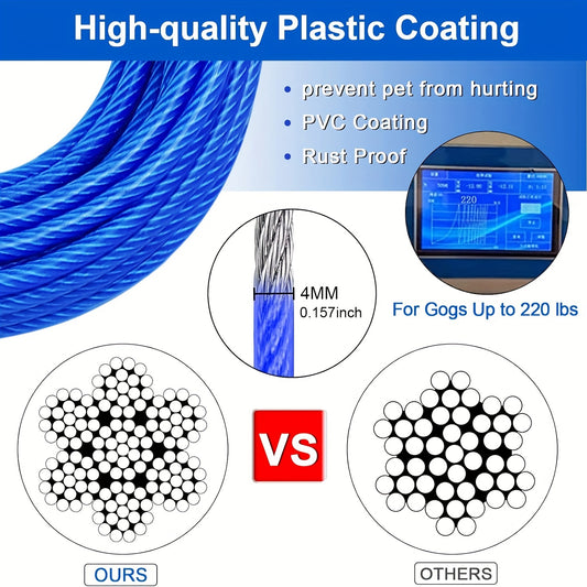 Power Dog Leash With Steel Frame 15, 20, 30, 40, 100 Ft Heavy Duty Leash Up To 250 Lbs Training Yard And Patio