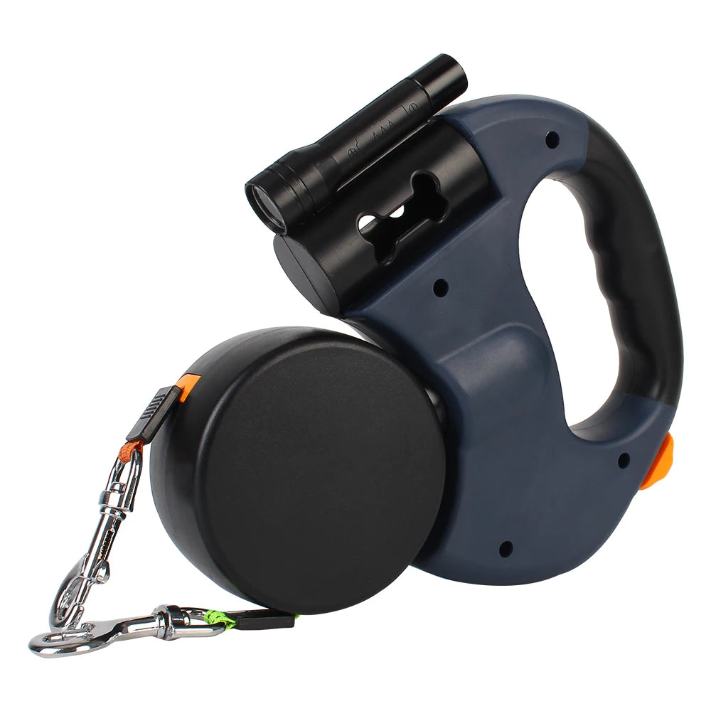 3M Dual Dog Leash Roulette: Double-Ended Retractable Leash with Flashlight & Waste Bag Holder