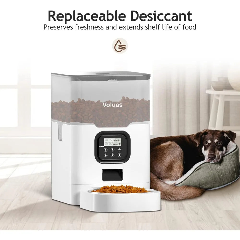 VOLUAS Automatic Cat Feeders - Dry Food Dispenser with Timer, Desiccant Bag, Programmable Portion Size,Automatic Feeders