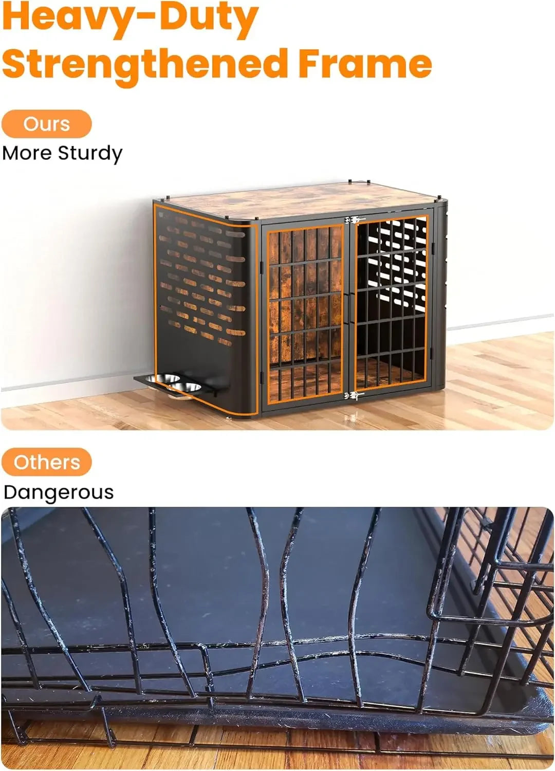 Modern Wooden Dog Crate | Decorative Pet House & End Table for Large & Medium Dogs