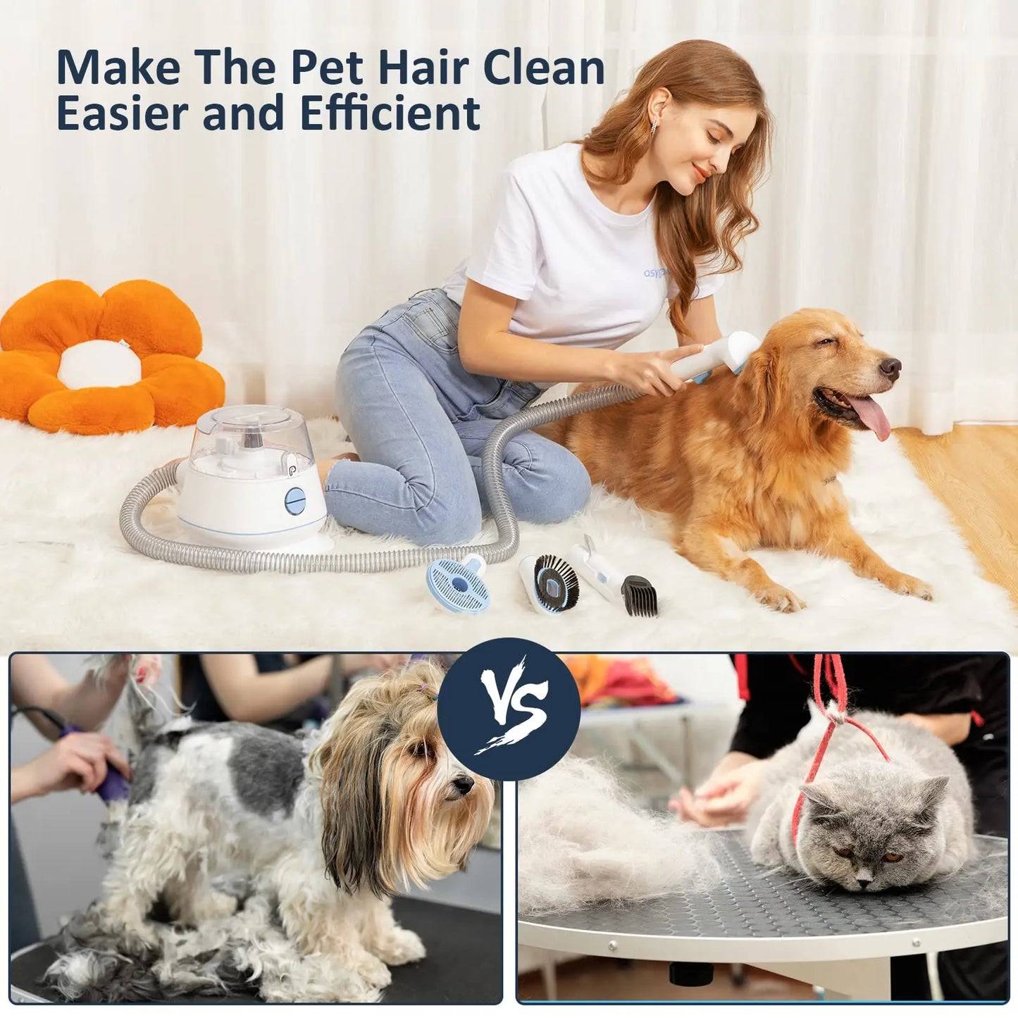 Pet Grooming Vacuum Use Conical 360-degree Air Intake Metal Mesh Design