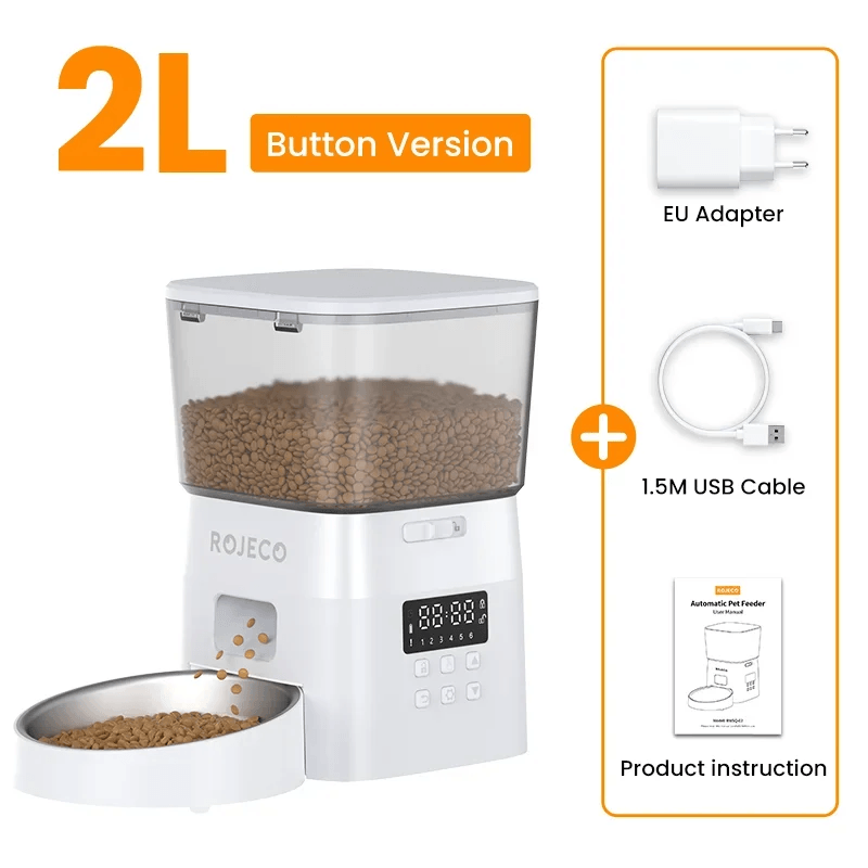 ROJECO Automatic Pet Feeder Button Version 2L - Leash The Love