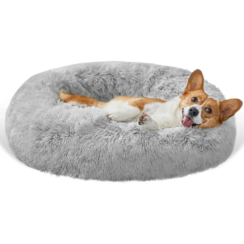 Calming Donut Dog Beds Cuddler, Dog Beds for Medium Large Dogs, Indoor Dog Calming Beds Large,30''