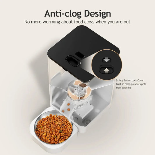 VOLUAS Automatic Cat Feeders - Dry Food Dispenser with Timer, Desiccant Bag, Programmable Portion Size,Automatic Feeders