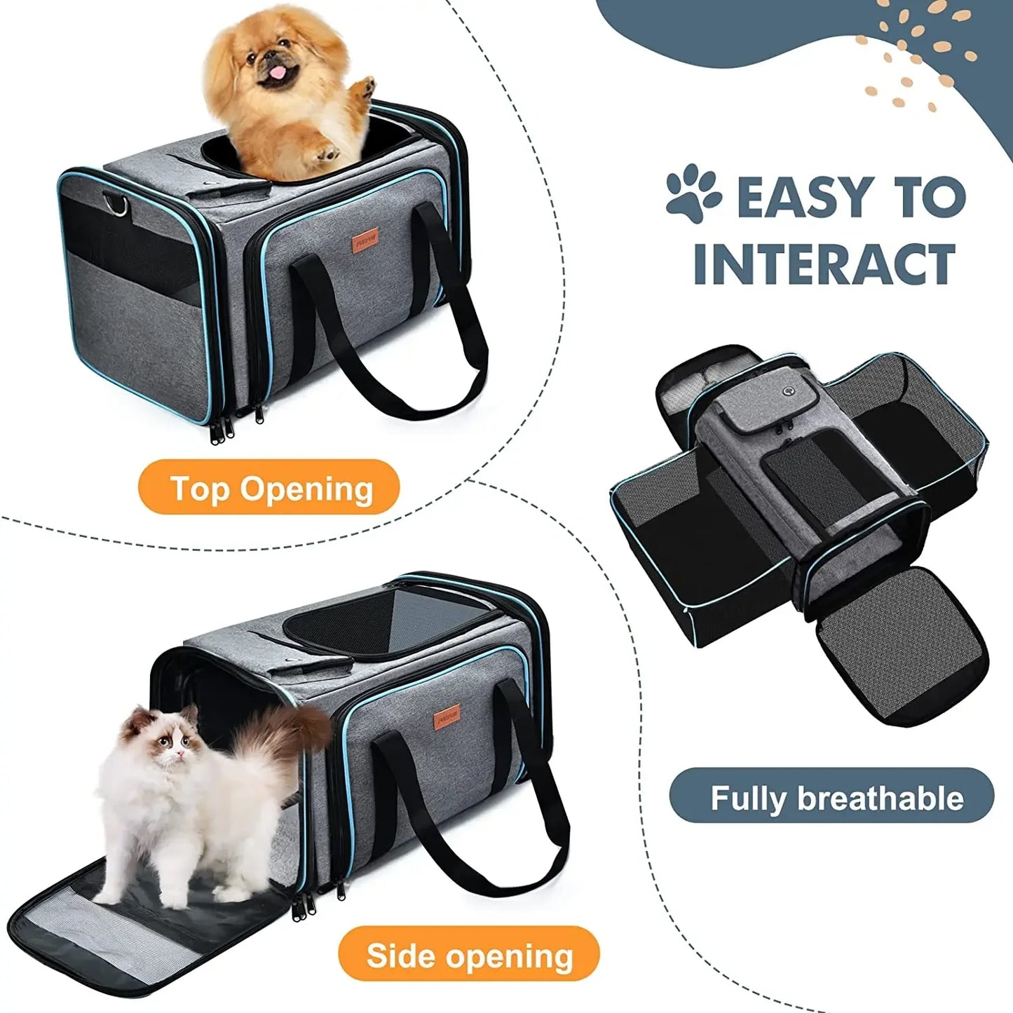 Pet Carriers Bag Expandable Large Space