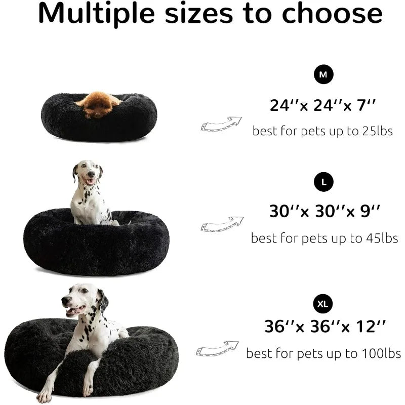 Calming Donut Dog Beds Cuddler, Dog Beds for Medium Large Dogs, Indoor Dog Calming Beds Large,30''