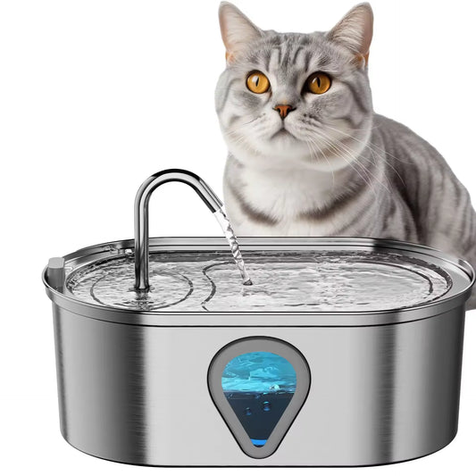 3.5L Large Capacity Automatic Stainless Steel Cat Water Fountain with LED Lighting