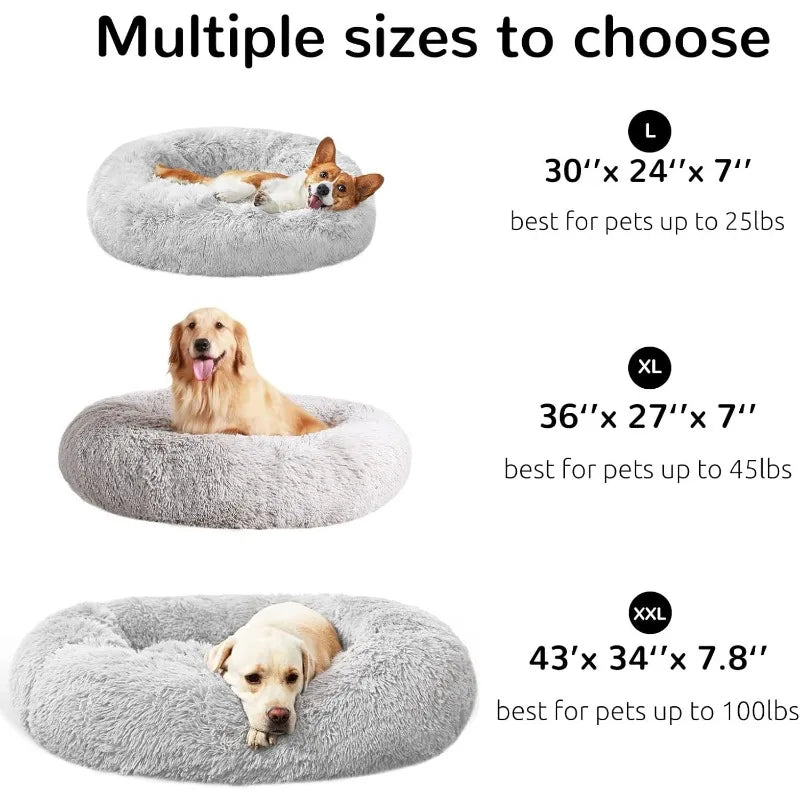 Calming Donut Dog Beds Cuddler, Dog Beds for Medium Large Dogs, Indoor Dog Calming Beds Large,30''