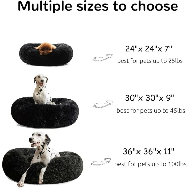 Calming Donut Dog Beds Cuddler, Dog Beds for Medium Large Dogs, Indoor Dog Calming Beds Large,30''