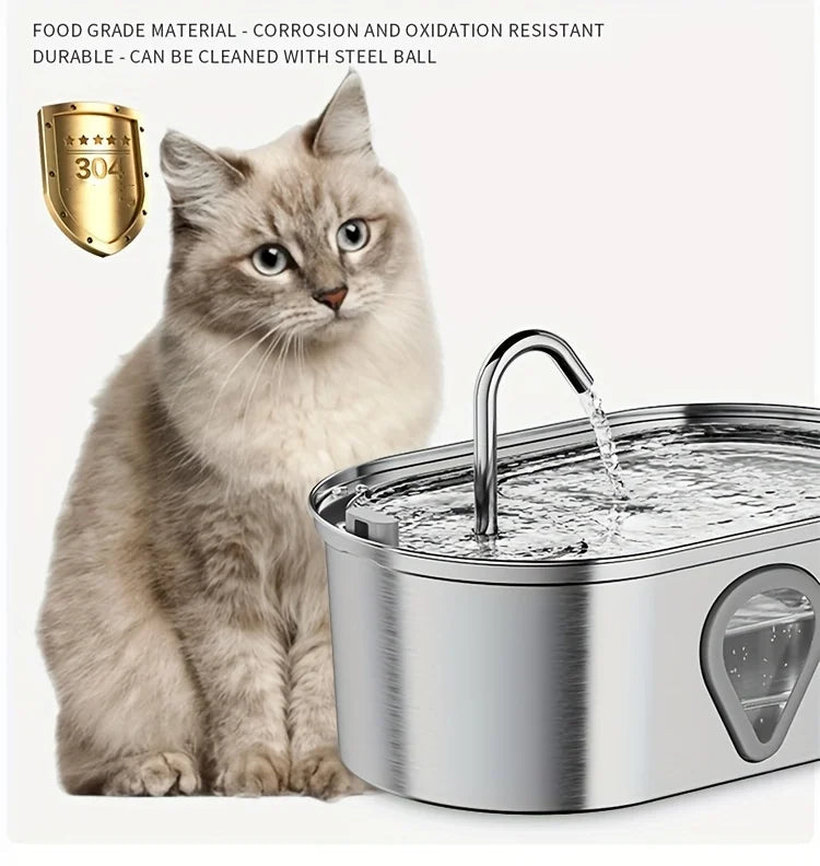 3.5L Large Capacity Automatic Stainless Steel Cat Water Fountain with LED Lighting