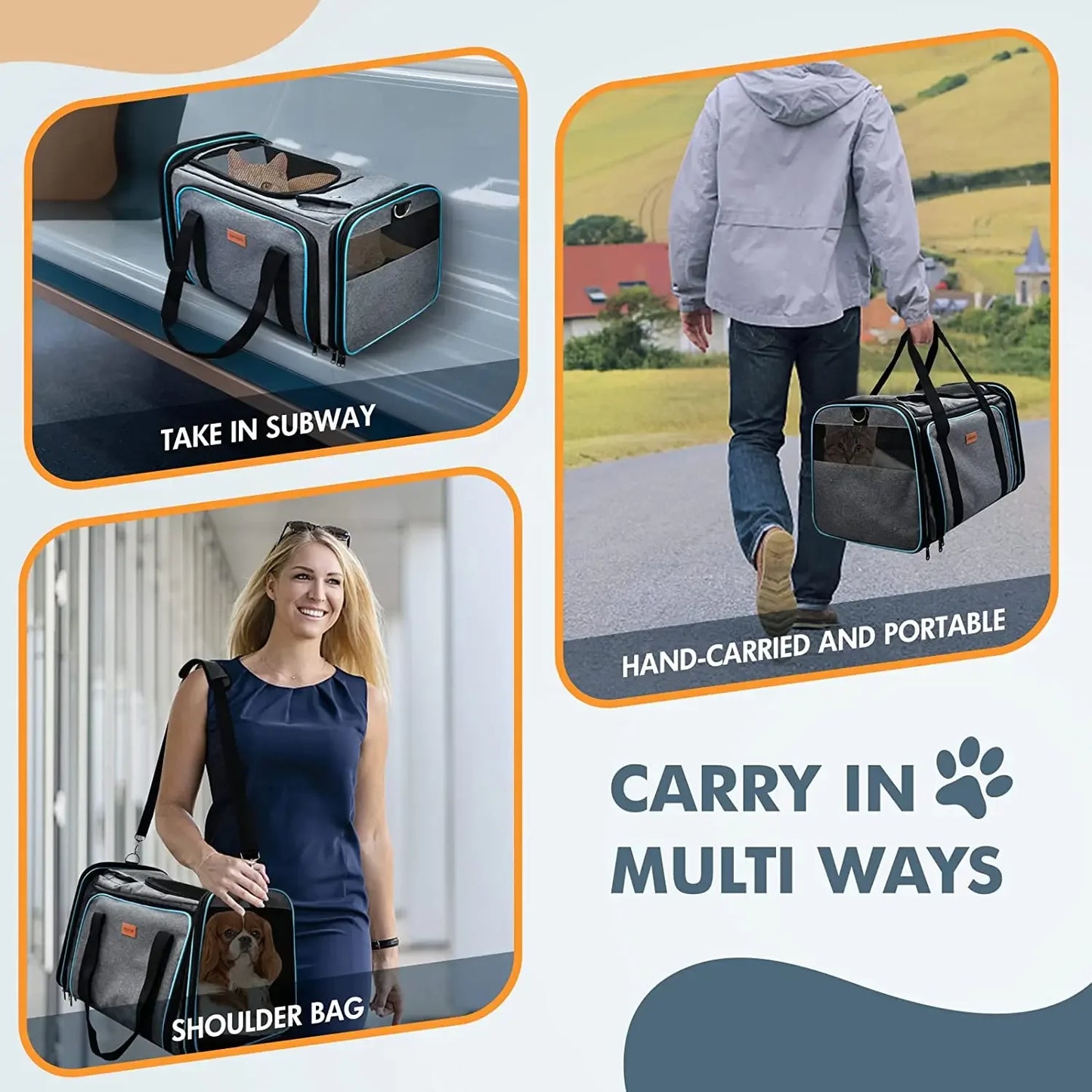 Pet Carriers Bag Expandable Large Space