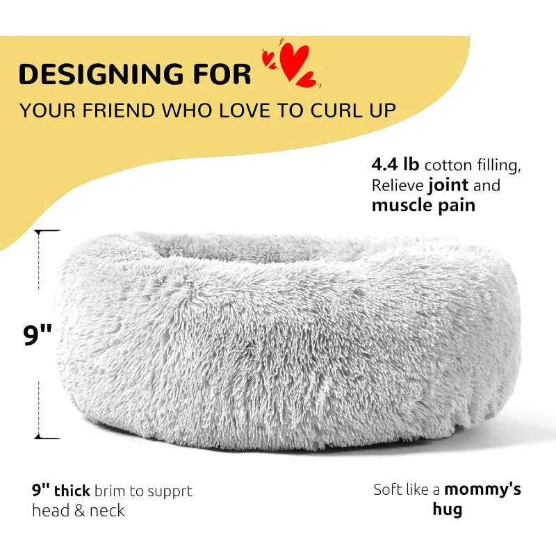 Calming Donut Dog Beds Cuddler, Dog Beds for Medium Large Dogs, Indoor Dog Calming Beds Large,30''