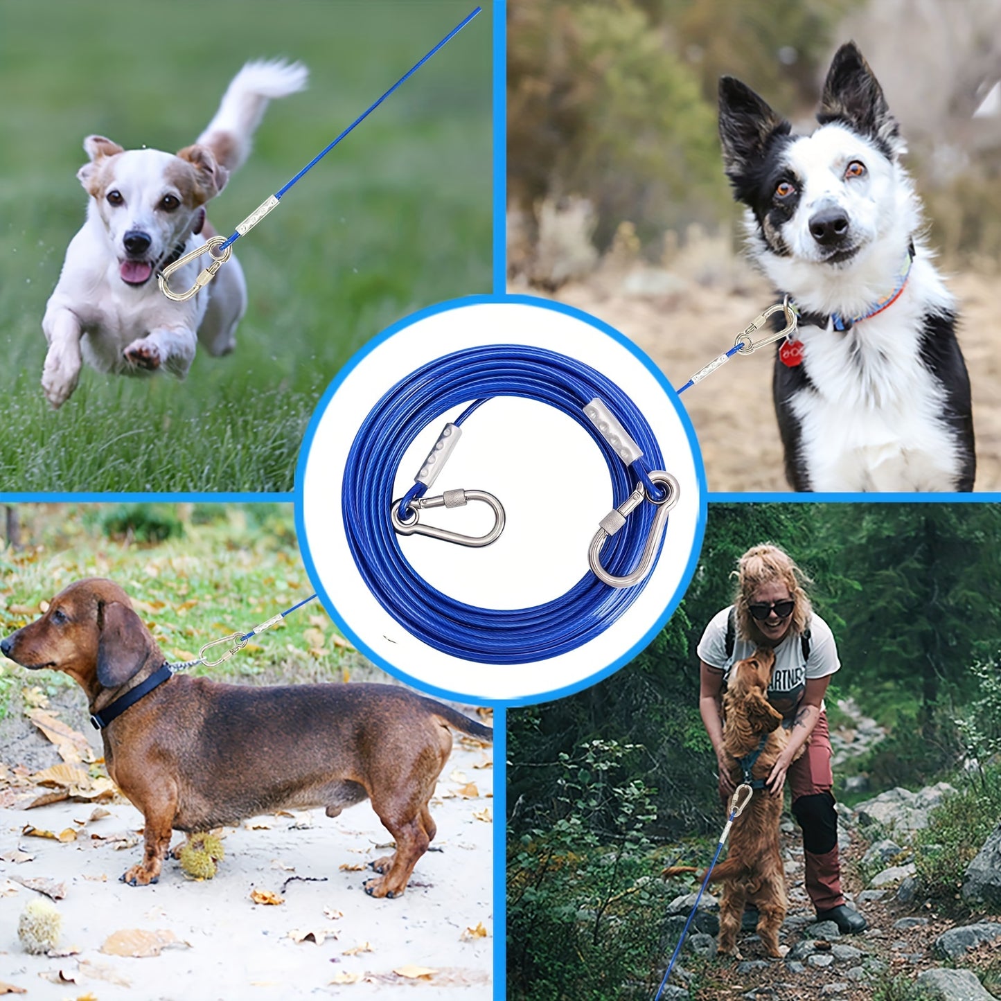 Power Dog Leash With Steel Frame 15, 20, 30, 40, 100 Ft Heavy Duty Leash Up To 250 Lbs Training Yard And Patio