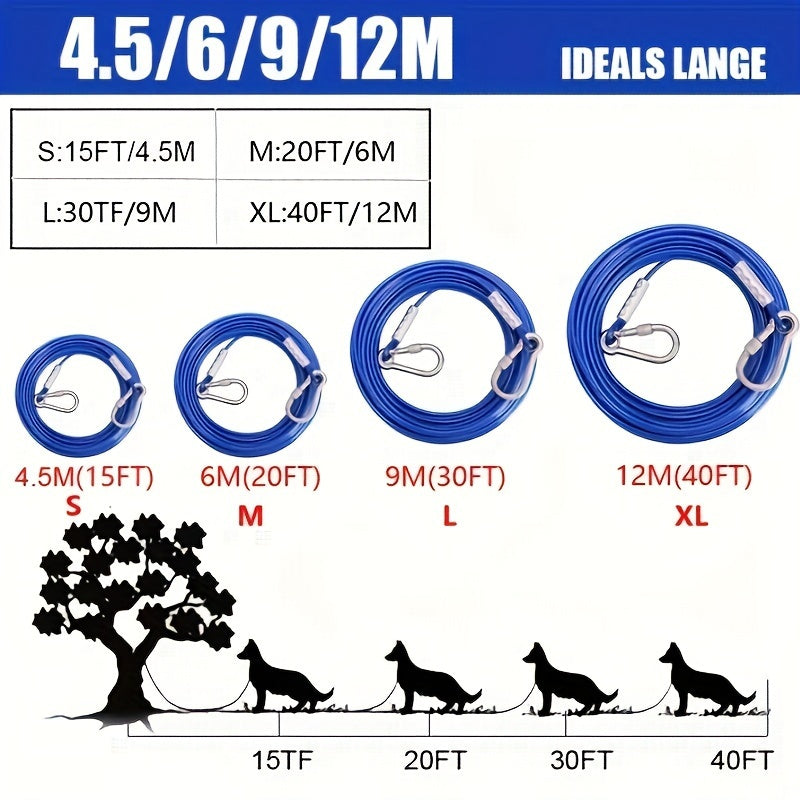 Power Dog Leash With Steel Frame 15, 20, 30, 40, 100 Ft Heavy Duty Leash Up To 250 Lbs Training Yard And Patio